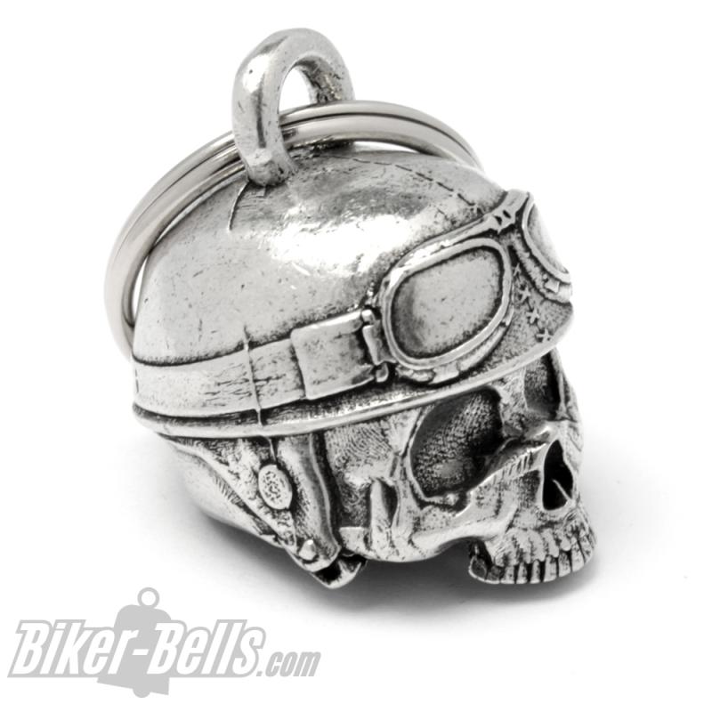 3D Totenkopf Biker-Bell mit retro Motorradhelm Ride Bell Glücksglöckchen Geschenk